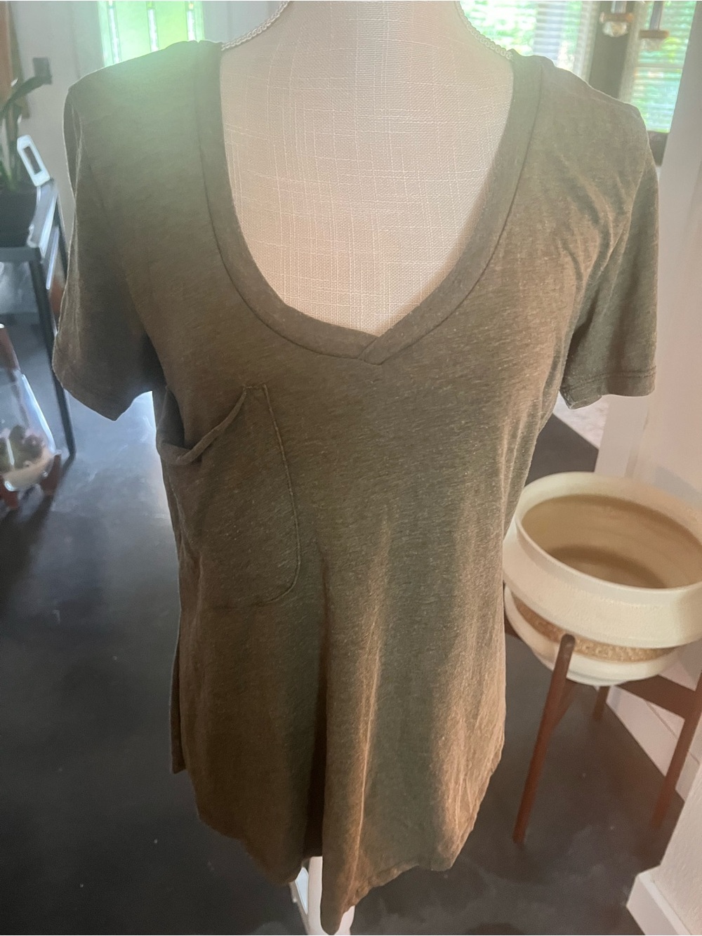 Z Supply Olive V-Neck Pocket Tank